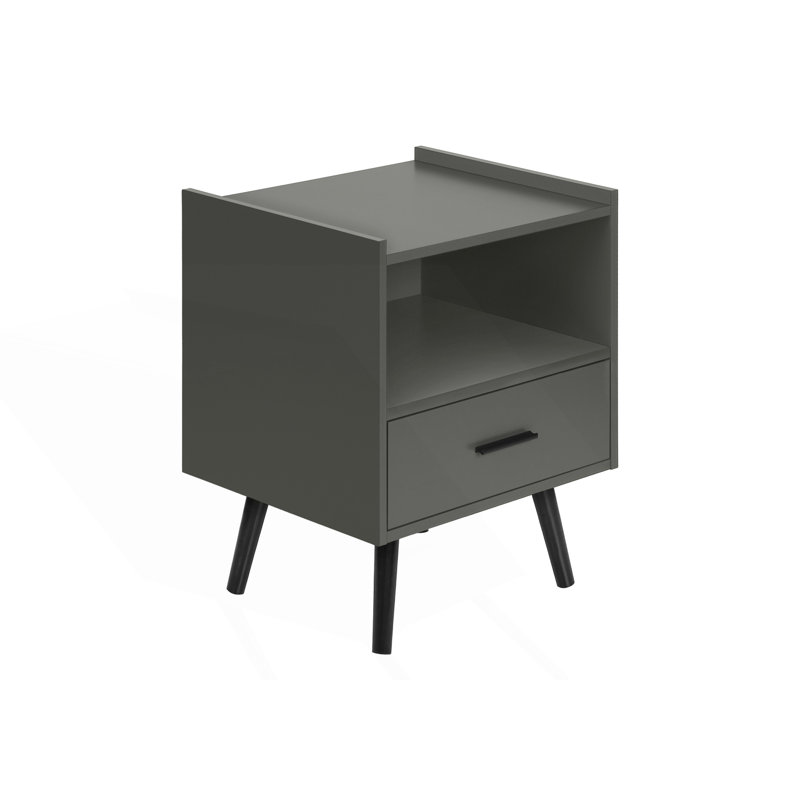 Table de chevet moderne avec 1 tiroir de rangement, Gris