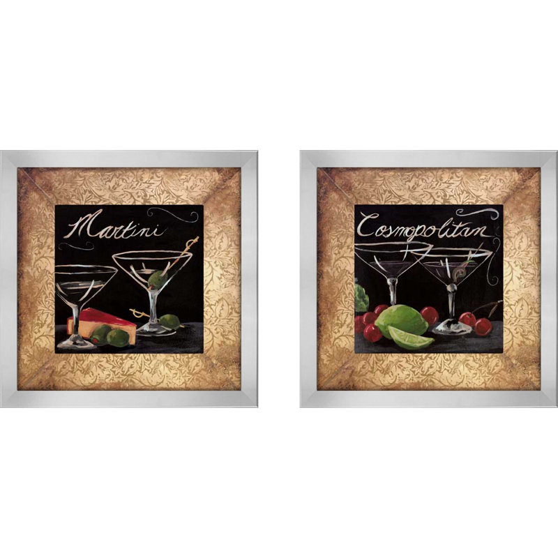 Cocktail For Two II, ensemble de 2 pièces encadrées sur papier