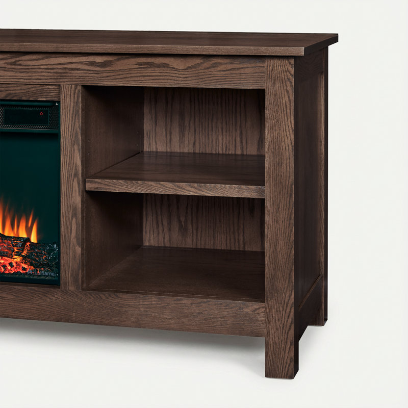 Charley 84" Electric Fireplace TV Stand, Chêne médium