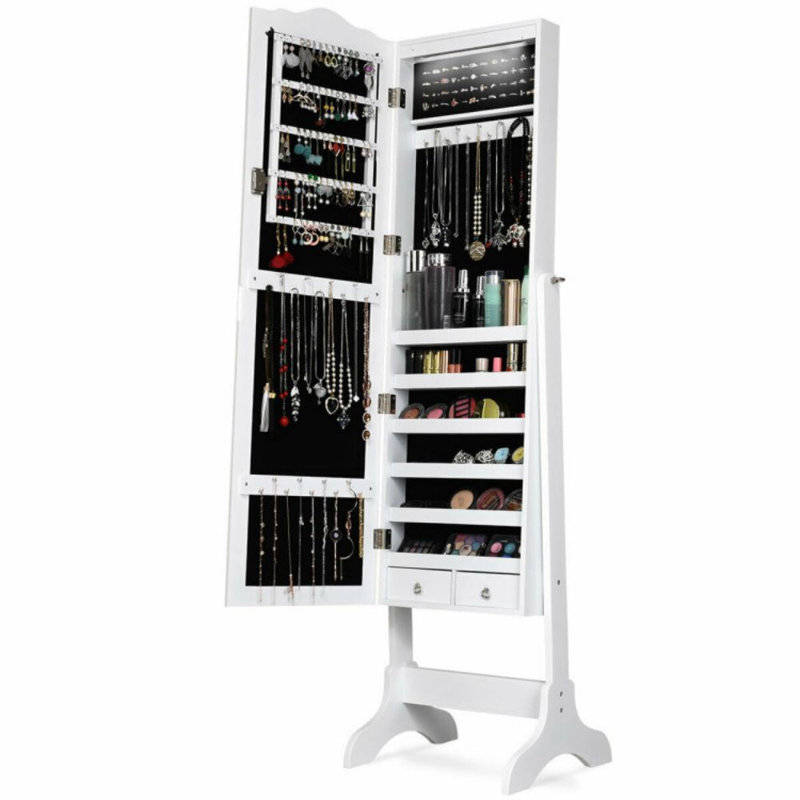 Armoire à bijoux avec miroir Ahlina, Blanc