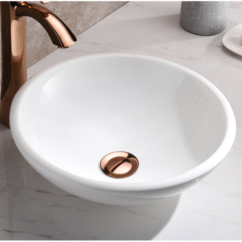 Lavabo de salle de bain vasque circulaire en verre trempé blanc Warika