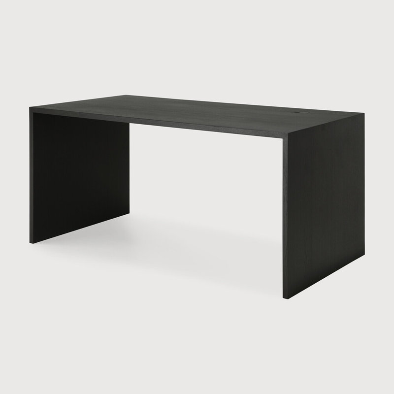 U Solid Wood Writing Desk, Oak Black, 30" H x 63" W x 31.5" D