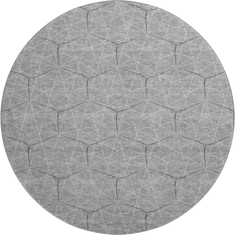 Premium Machine Washable Natoma AMF987 Geometric Rug, Round 8'