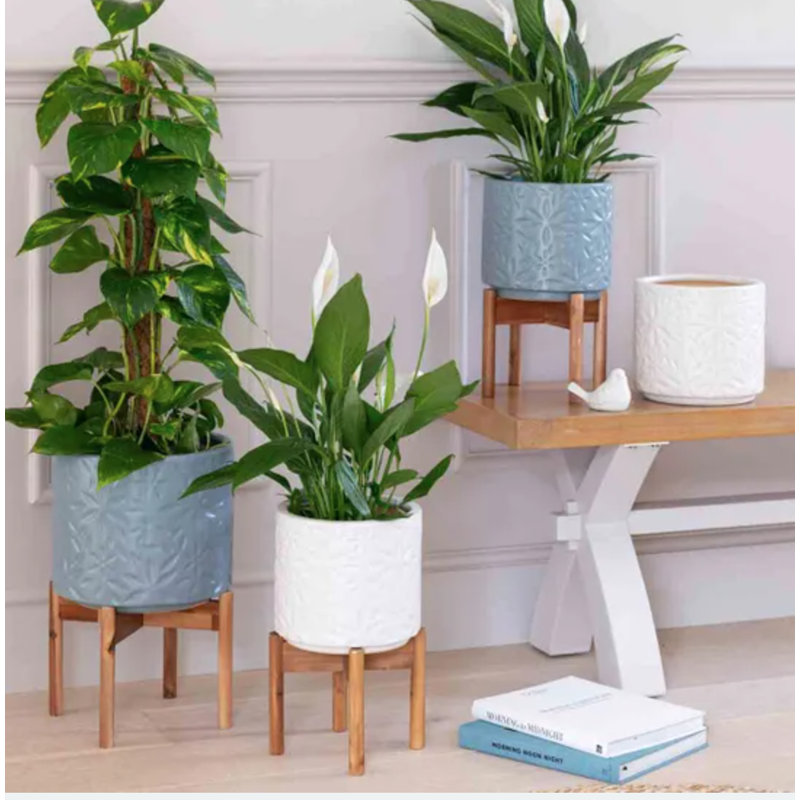 Aspen Flower Planter,  Large	, White