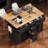 56.5'' Kitchen Island With Drop Leaf, Power Outlet, Embossed Vertical Stripe Rolling Kitchen Cart On Wheels With 4 Doors , 5 Deep Drawers And Adjustable Shelves, For Kitchen, Dining Room-629527321