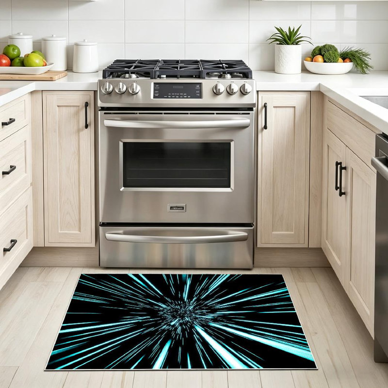 Tapis noir à volants profonds noir, Rectangle 32 po x 47 po