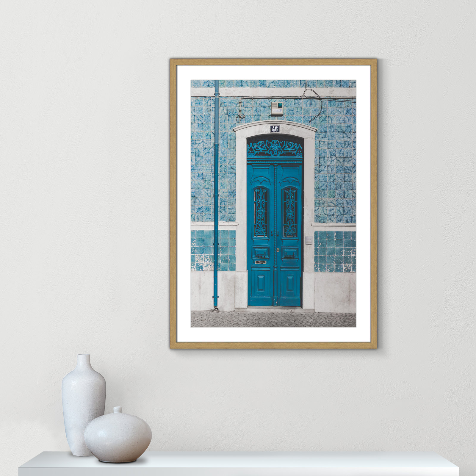 Blue Door Of Caldas De Rainha, Portugual by Catarina Carvalho, Natural, 35.5" H x 25.5" W x 0.75" D