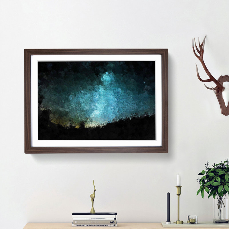 The Milky Way over Switzerland - Picture Frame Painting Print, 48cm H x 65cm W x 2cm D, Walnut Framed