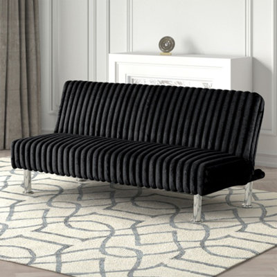 Latitude Run® Contemporary Black Metal Base Futon Sofa Bed with Extra Support Legs