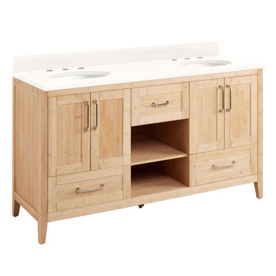 60" Burfield Double Bathroom Vanity Set with Oval Undermount Sinks