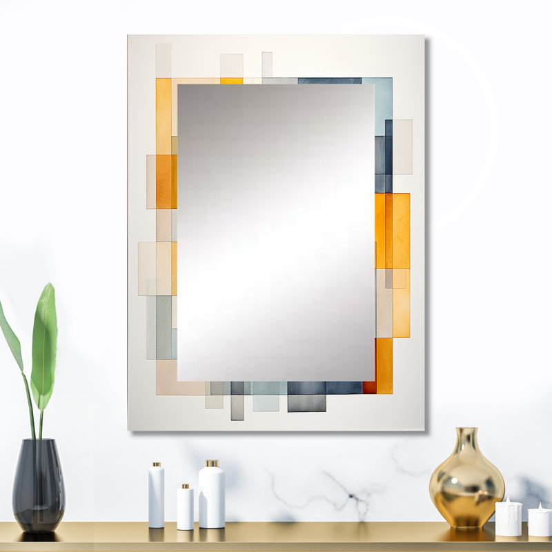 Multicolor cubes patterns IV - Geometric Wall Mirror, Modern Decorative Mirror, Printed Metal Art, 32" x 24"