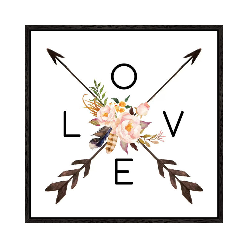 Love - Print on Canvas, Black Framed, 66.04cm H x 66.04cm W x 3.81cm D