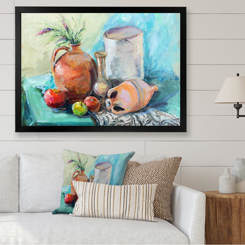 «Fruit Table Impressionism II - Farmhouse», art mural sur toile, Cadre photo noir, H 8 po x l 12 po x P 1 po