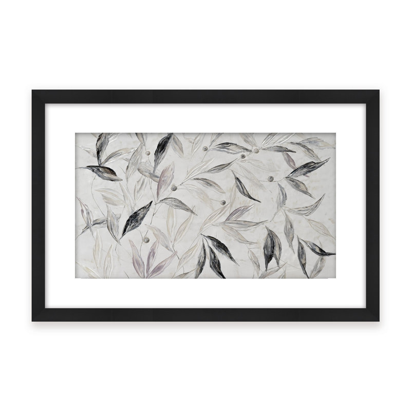 Nature Inspired "Soft Descent" Canvas Wall Art By , 16" H x 24" W x 1.125" D, Framed Matted Print, Black