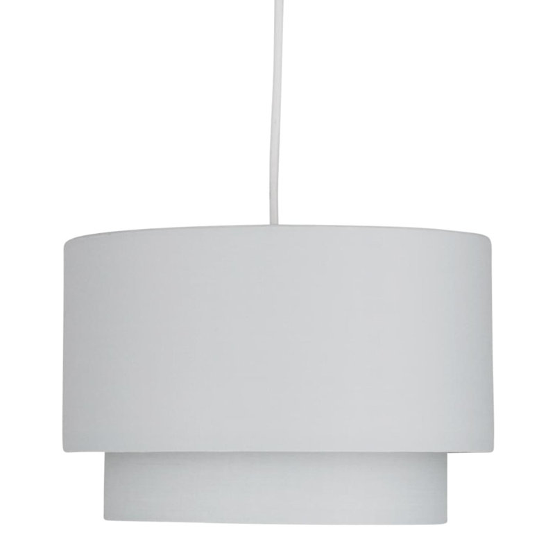 18 cm H Drum Cotton Pendant Shade ( Uno ), Light Grey