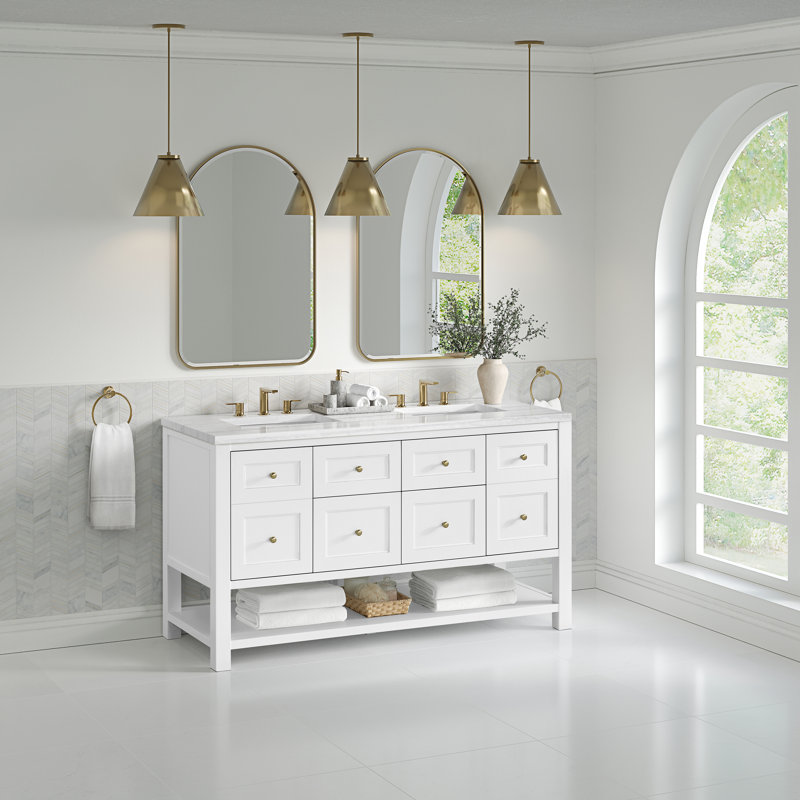 Breckenridge 60'' W Double Vanity, Bright White, Eternal Jasmine Pearl, Widespread