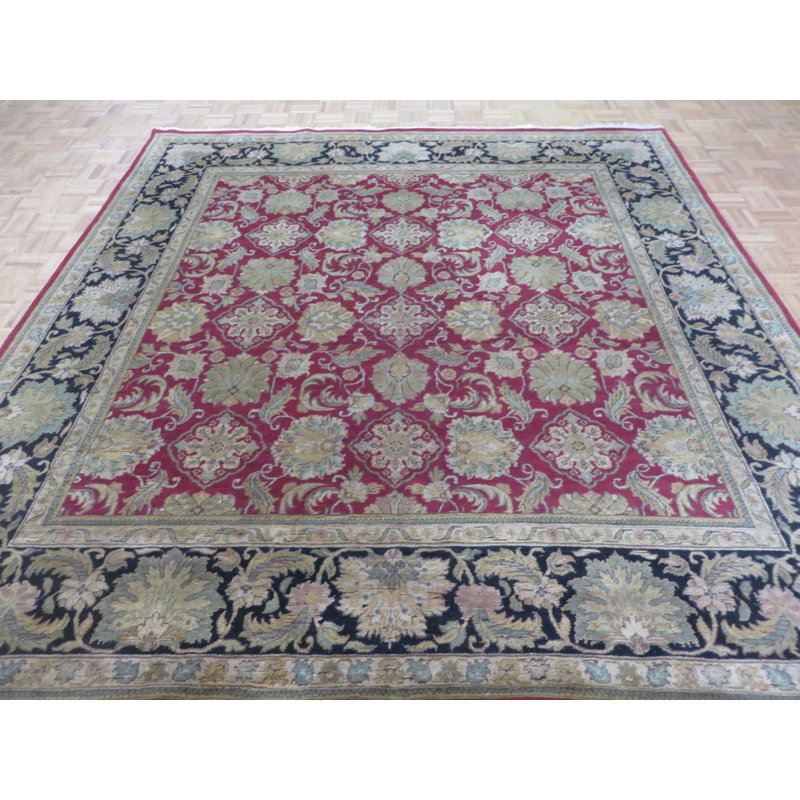 Tapis de zone en laine 8 pi 10 po x 9 pi 2 po one-of-kind à la main noué la bourgogne Bearfield