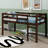Twin Elevated Loft Bed With Ladder And Strengthened Slat Bed Base-1774588885