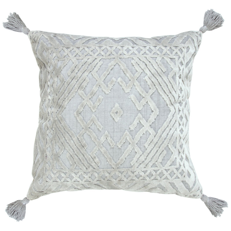 Coastal Striped Bordered Hand-Made Cotton Blend Decorative Throw Pillow, Polyester/Polyfill
