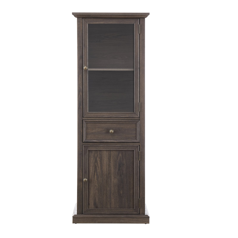 Armoire de style rétro avec tablettes pour la chambre à coucher - Rangement en verre brun classique