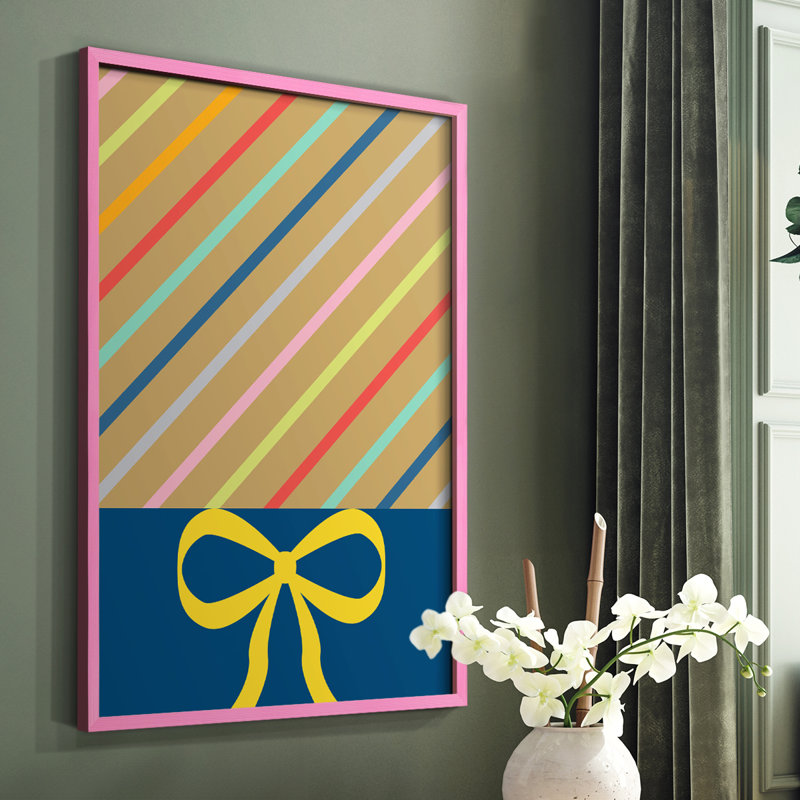 Stripes Framed Print - Solid Wood, Pink, 10" H x 8" W