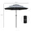 Parasol gris foncé pour terrasse, 3 pièces, avec manivelle connectée et bouton-poussoir inclinable pour la cour arrière