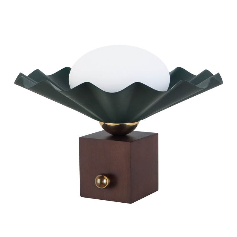 Furrow 9-in Red Table Lamp, Green
