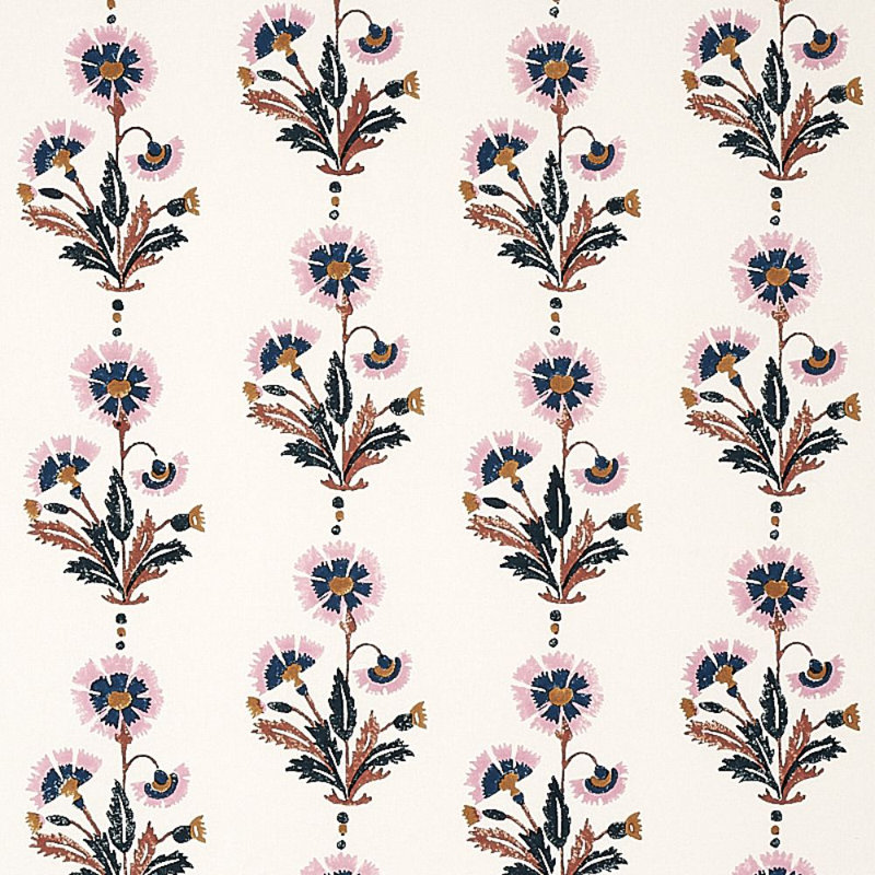 Tissu imprimé bloc Schumacher x Molly Mahon Dianthus, Rouille / rose