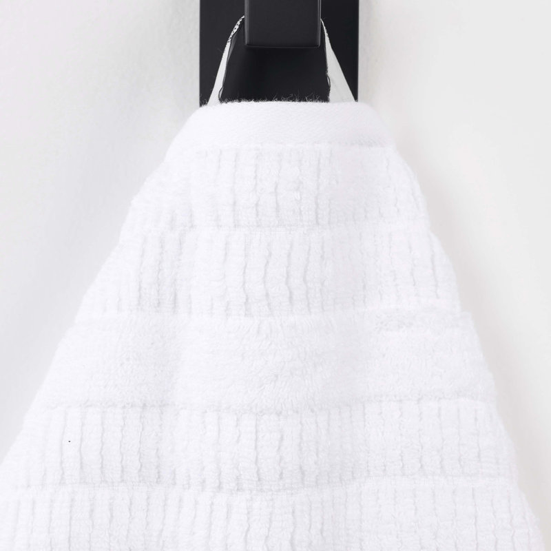 Mika Smart Twist Viscose Cotton Blend Medium Weight Solid Textured Ribbed 9 Piece Towel Set, White