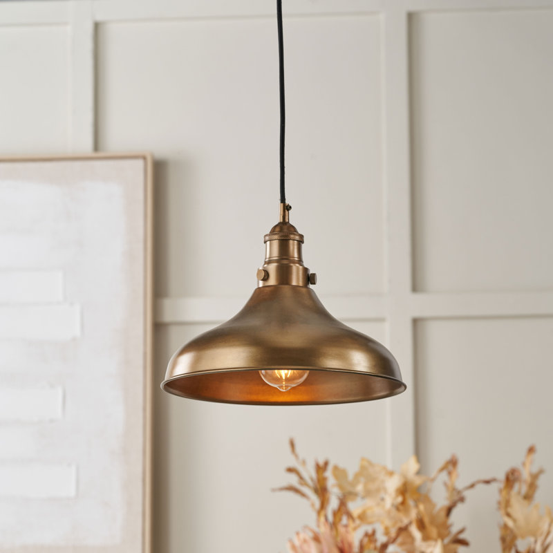 1 - Light Bowl Pendant, Antique Brass