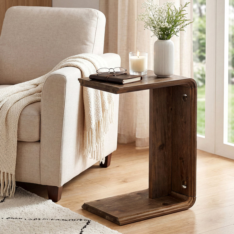 Solid Wood Pedestal End Table, 1 Piece