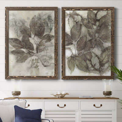 Dogwood Leaves II - Ensemble de 2 peintures sur toile encadrées