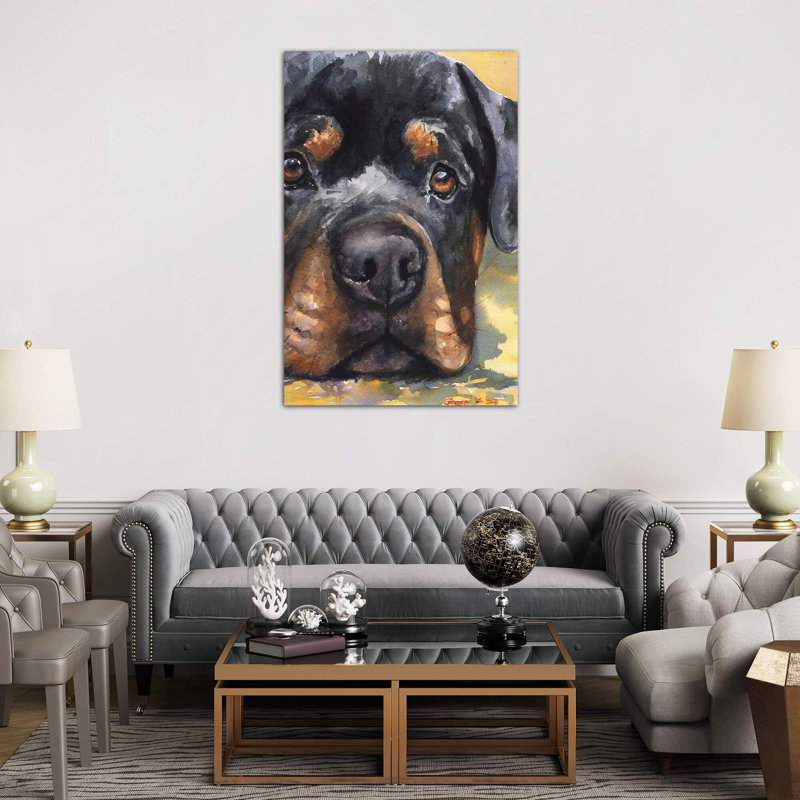 Rottweiler by George Dyachenko - Painting on Canvas, No Frame, 66.04 cm H x 45.72 cm W x 3.175 cm D