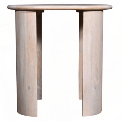 Table d'appoint ovale rustique à finition blanche rustique, table d'appoint en bois massif de salon