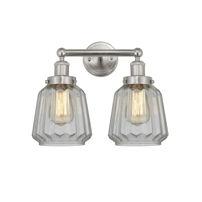 Éclairage pour meuble-lavabo à intensité variable à 2 lumières Aretzy, Transparent, Nickel satiné brossé