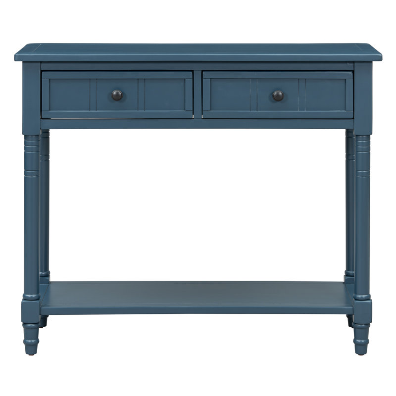 Console Daisy Series avec deux tiroirs et tablette inférieure, Bleu marine foncé