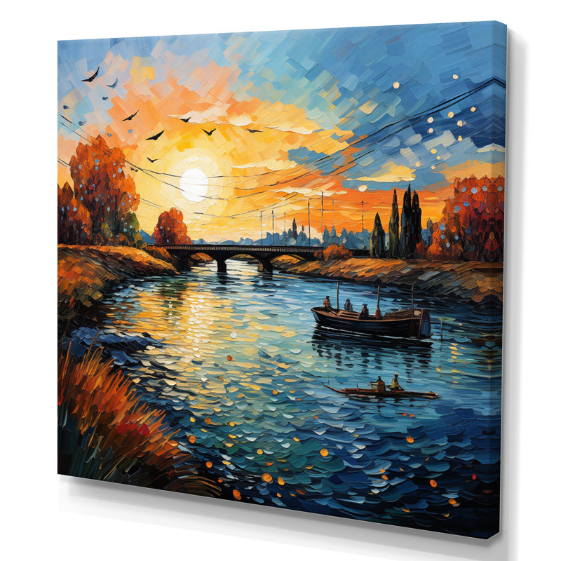 «Vangogh The Bridge At Arles II - Vangogh Wall Art» par Vincent Van Gogh, peinture, H 16 po x l 16 po x P 1 po, Toile tendue