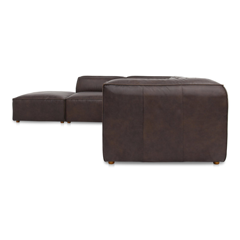Form Astra 5 - Genuine Leather Modular Sectional with Ottoman, 26" H x 112" W x 102.5" D, Tan Genuine Leather