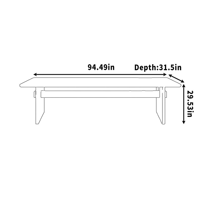 Bureau noir, bois massif, pour un usage domestique, rectangulaire, H 29,53 po x l 94,49 po x P 31,5 po