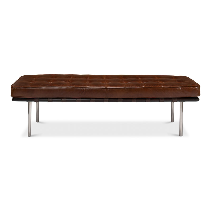 Prince Albert Leather Bench, Brown