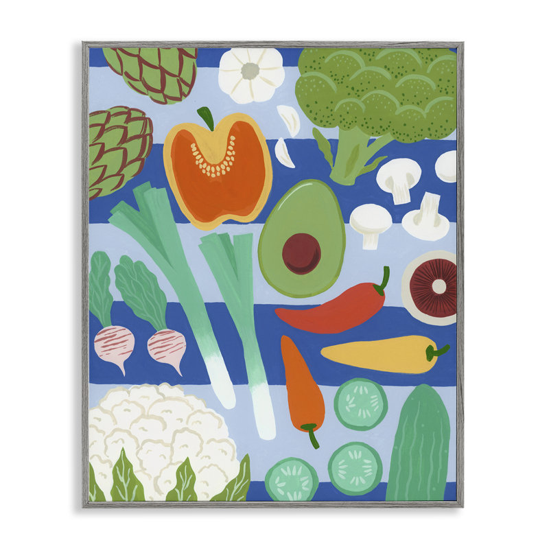 Végétarien de cuisine sur rayures, estampe numérique, design par Courtney Haley, Estampe numérique Farmhouse