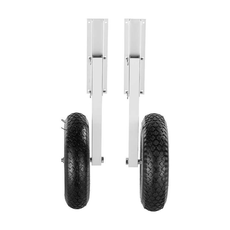 Roues de mise à l'eau pour bateau, capacité de charge de 300 lb, roue arrière en alliage d'aluminium de 15 po avec pneus gonflables en caoutchouc, roues de mise à l'eau pliantes avec 4 goupilles à dégagement rapide, bateau de pêche gonflable de 14,7 pi