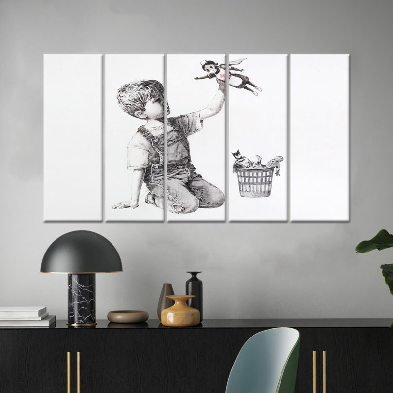 «Banksy Boy», reproduction d'art sur toile, conception audacieuse, toile tendue 5P, 43,3 po H x 78,7 po l