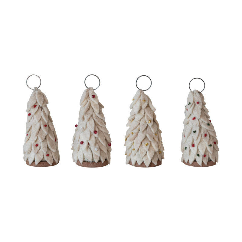 Handmade Felt Wool Christmas Tree Place Card/Photo Holders With Base And Paper Cards
