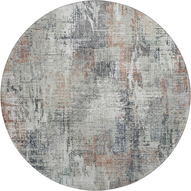 Premium Machine Washable Prisco Taupe Rug, Round 8'