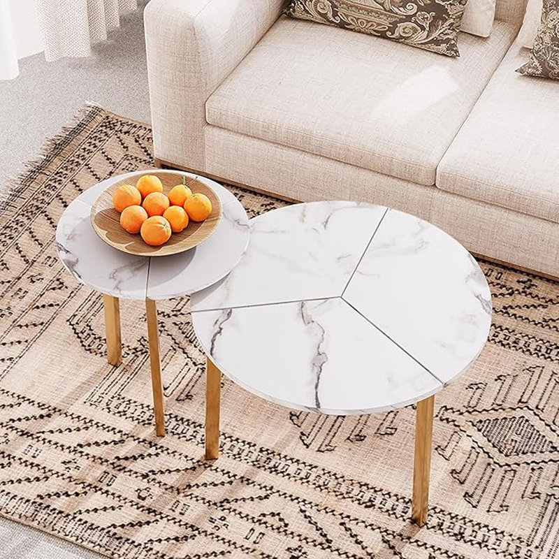 Nesting Coffee Table Set Of 2, Round Nesting Coffee Tabl...