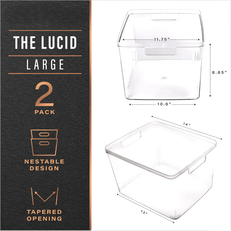 Large Plastic Trash Can - 2 Pack With Built-In Handle