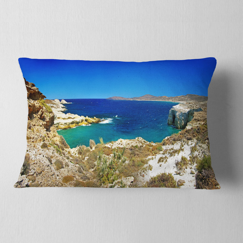 Coussin Seashore Milos Island Bay Panorama, 12 po x 20 po, Rectangle