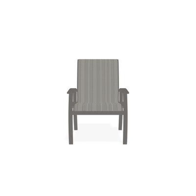 Belle Isle Sling Aluminum Frame Dining Height Arm Chair with Marine Grade Polymer Arm Accent