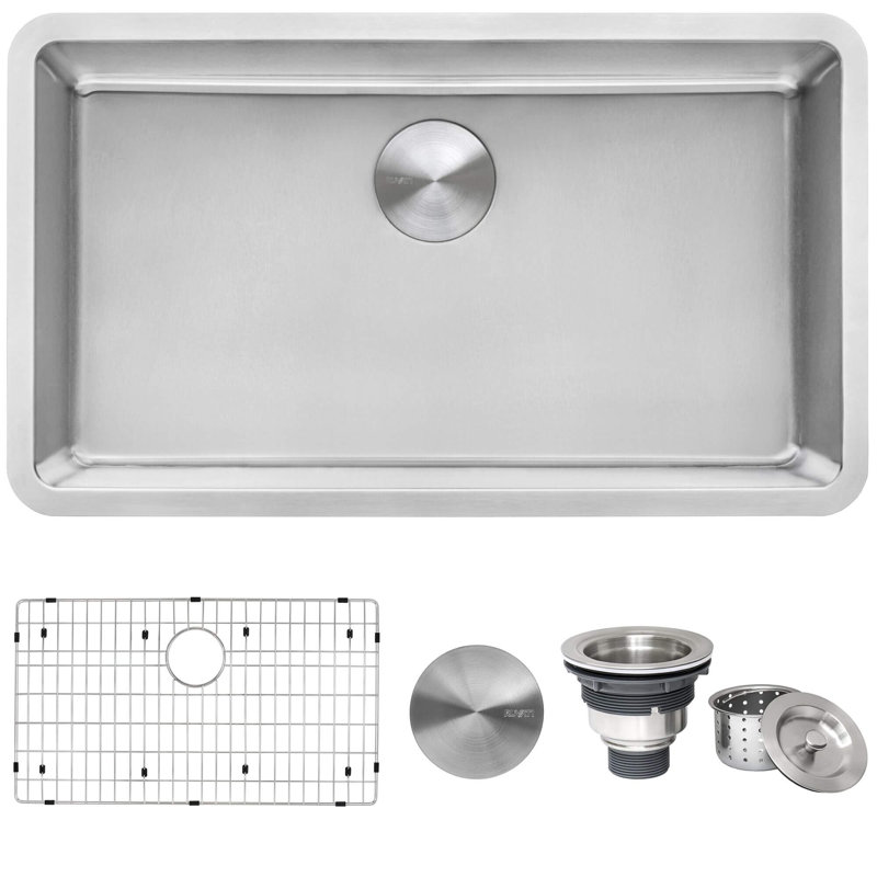 Évier de cuisine encastré simple en acier inoxydable de calibre 16 Ruvati 27 pouces